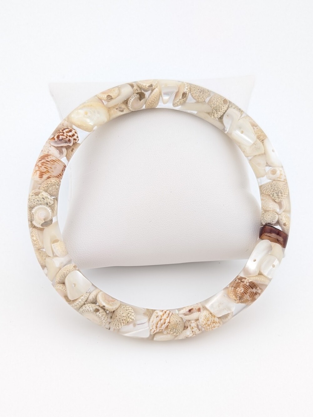 Real Seashell Resin Bangle • Ocean Jewelry • Handmade Vintage Upcycle
